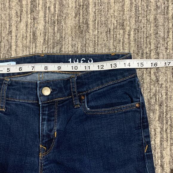 Gap 1969 Women’s Sexy Boot Blue Jeans Size 27xL Raw Hem Dark Wash Low Rise - Picture 6 of 9